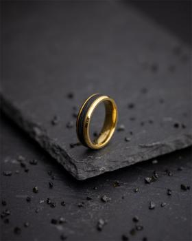 Preview: 6 mm Gold-Titanring mit geschmiedetem Kohlenstoff - Rota Gold Carbon